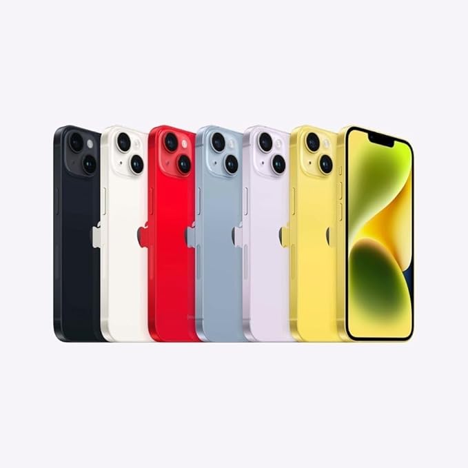 Refurbished iPhone 14 Plus in all colors: Midnight, Starlight, RED, Blue, Purple, and Yellow. 