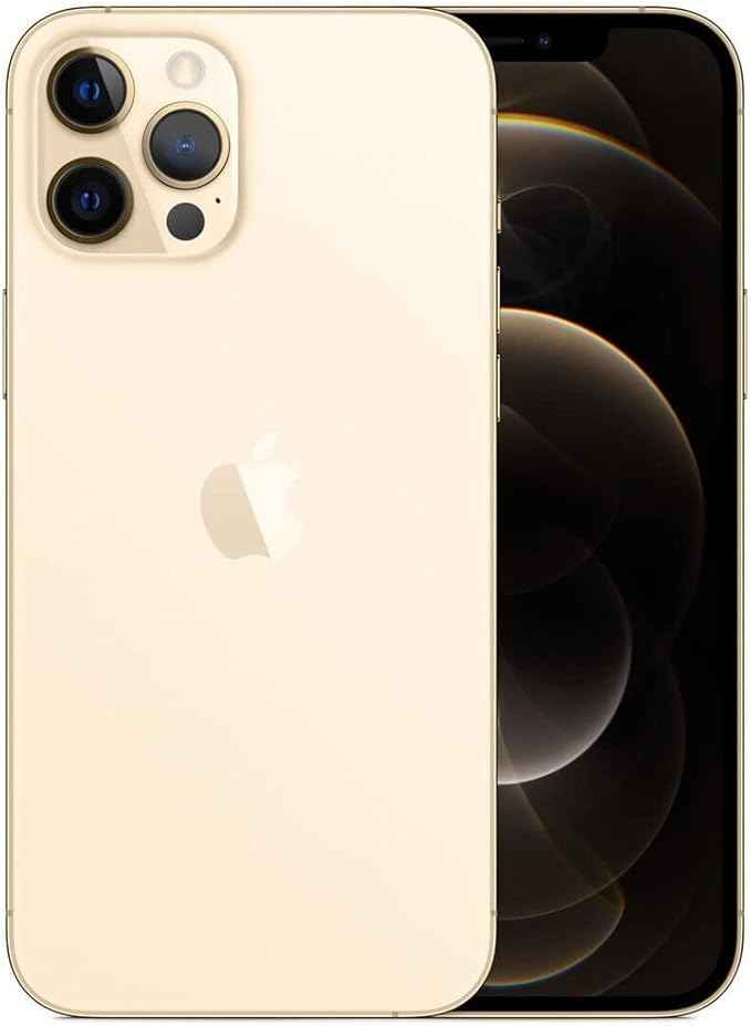 Refurbished iPhone 12 Pro Max in Gold - Front view. Shop direct.