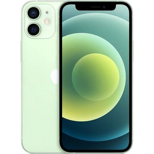 Refurbished iPhone 12 in Green - Front and back view. View our complete in-house certified collection. Shop direct.
