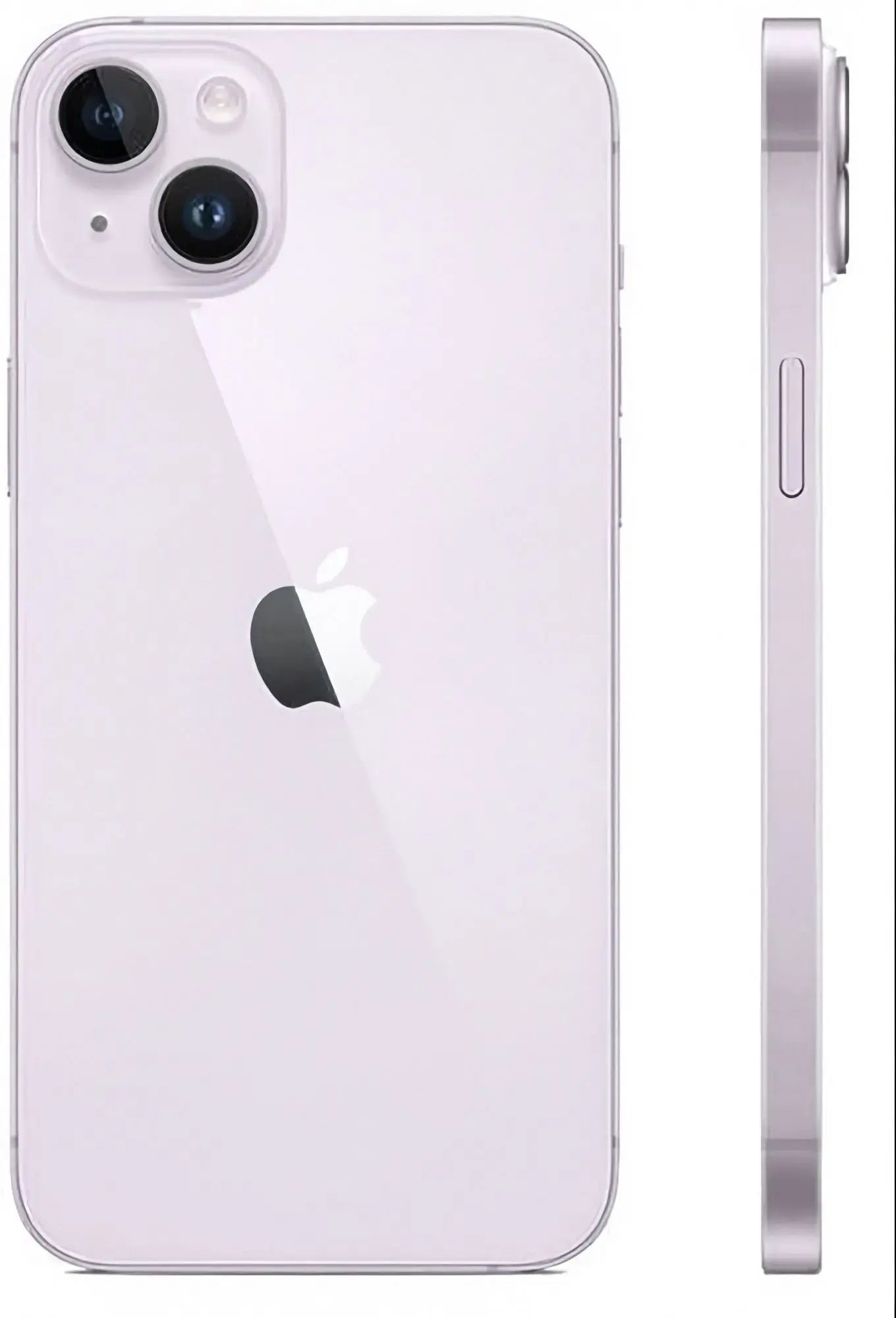 purple refurbished iPhone 14 side view